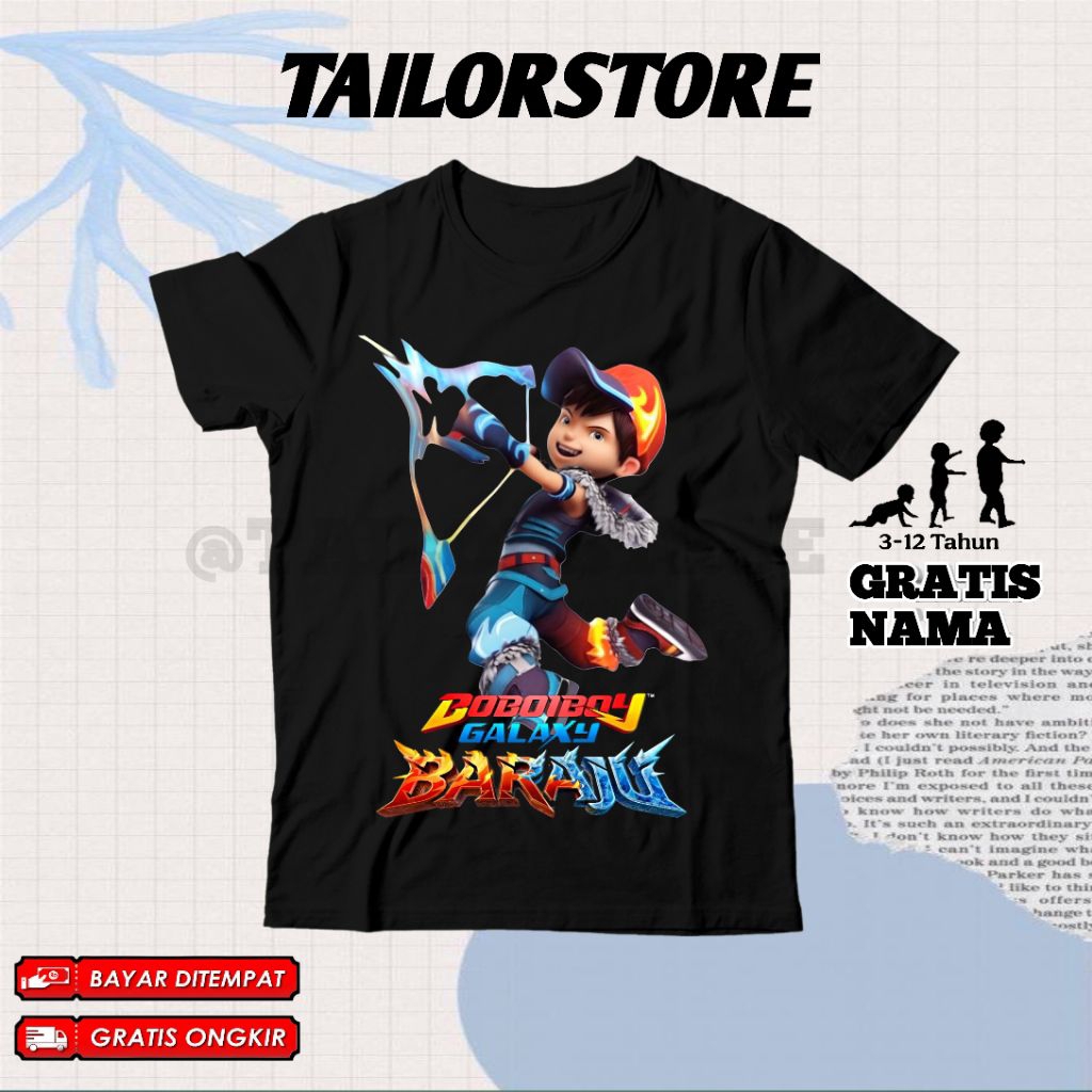(BISA COD) Kaos Anak Motif Boboiboy Galaxy Baraju / Baju Anak Atasan Karakter Boboiboy Baraju Petir 