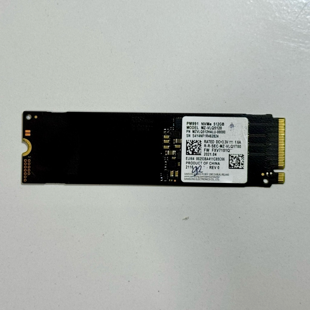SSD NVMe SAMSUNG Pm991 512GB 99/100% Bekas OEM laptop