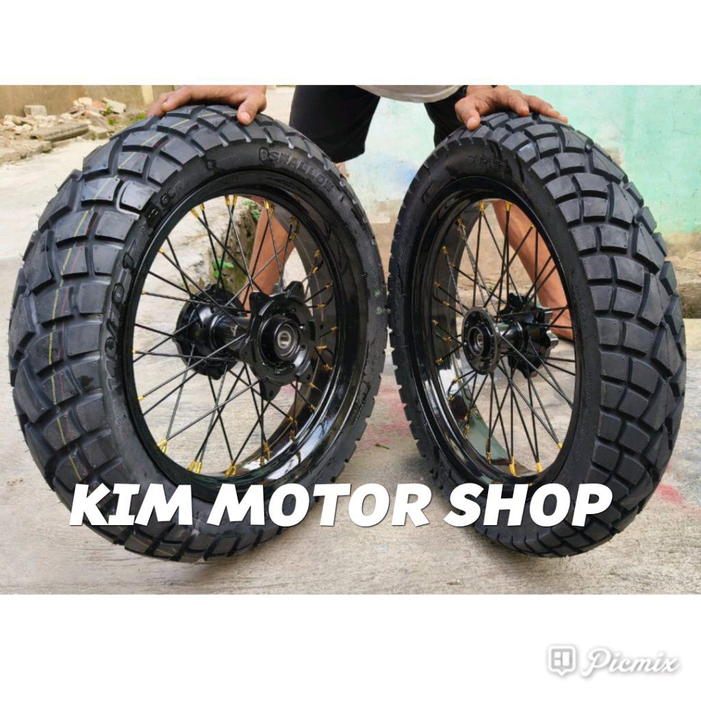 Velg SuperMoto Yamaha Wr155 Tromol Ori 300-350-17 Ban Semi Trail