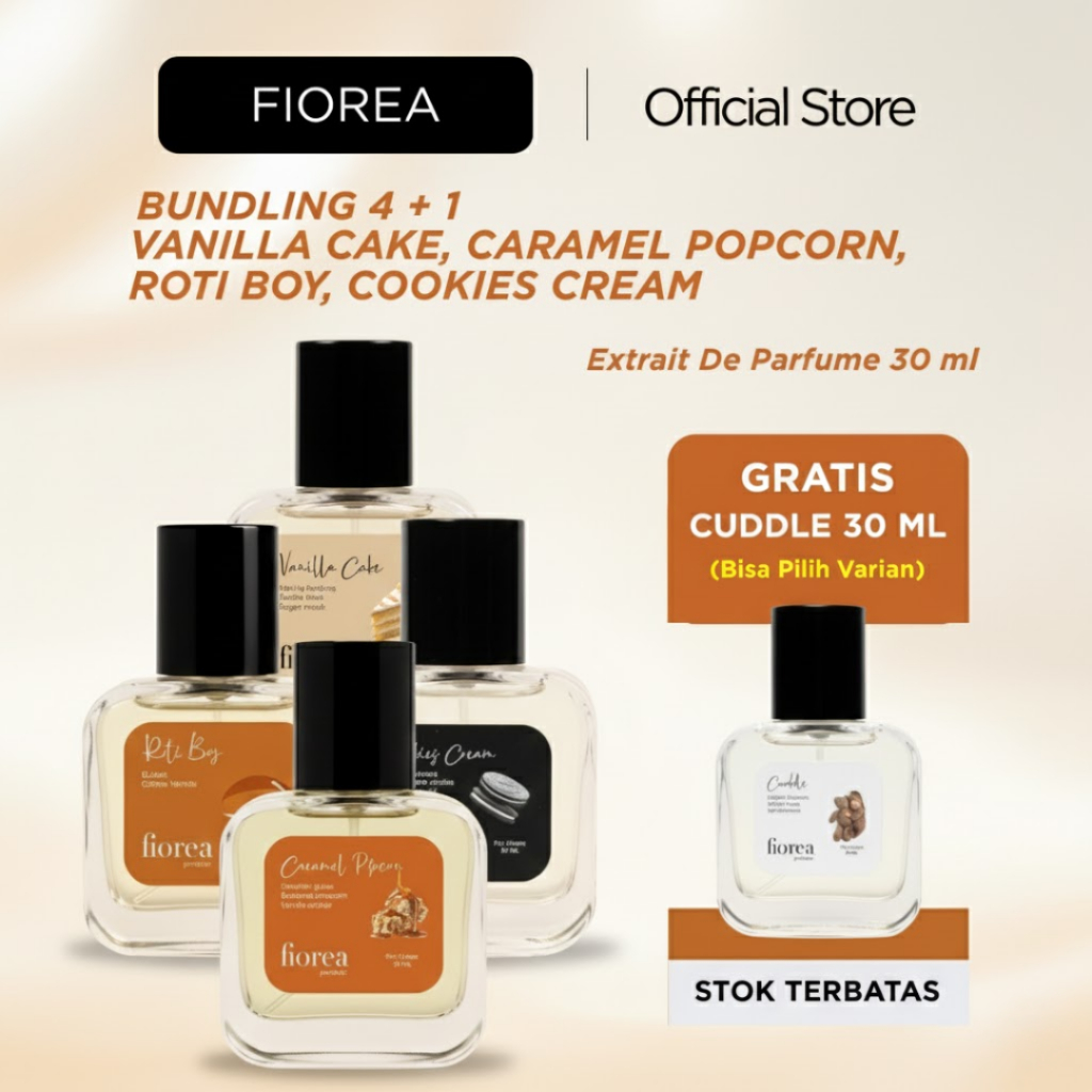 [PROMO] BUNDLING 4 PCS - Fiorea Gourmand Series Extrait De Parfum 30ml - Parfum Wangi Popcorn Carame