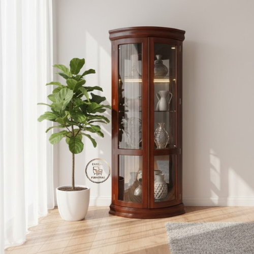lemari hias pajangan kaca lemari hias pojok ruang tamu jati lemari ruang tamu pojok kayu jati