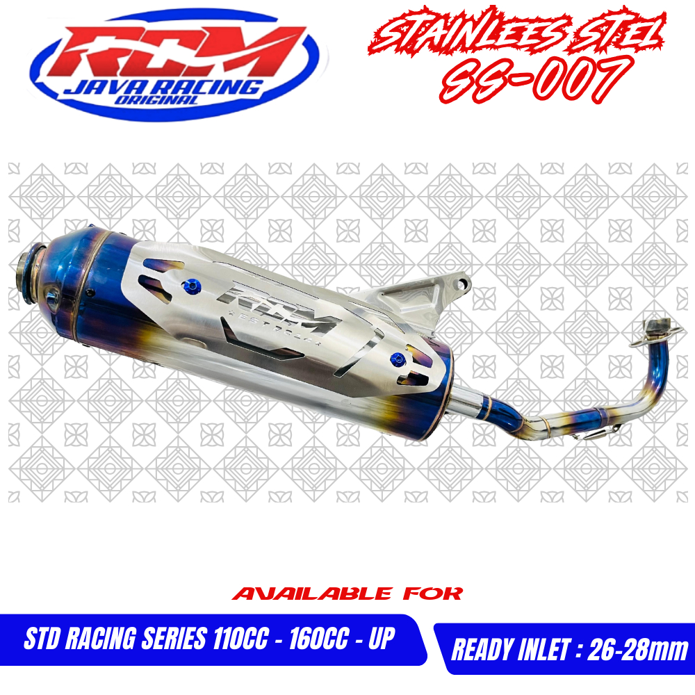 knalpot std racing stainlees RCM fulsystem FUL BLUEEMON mio j/m3/gt/ mio sporty/smile, beat TAMENG