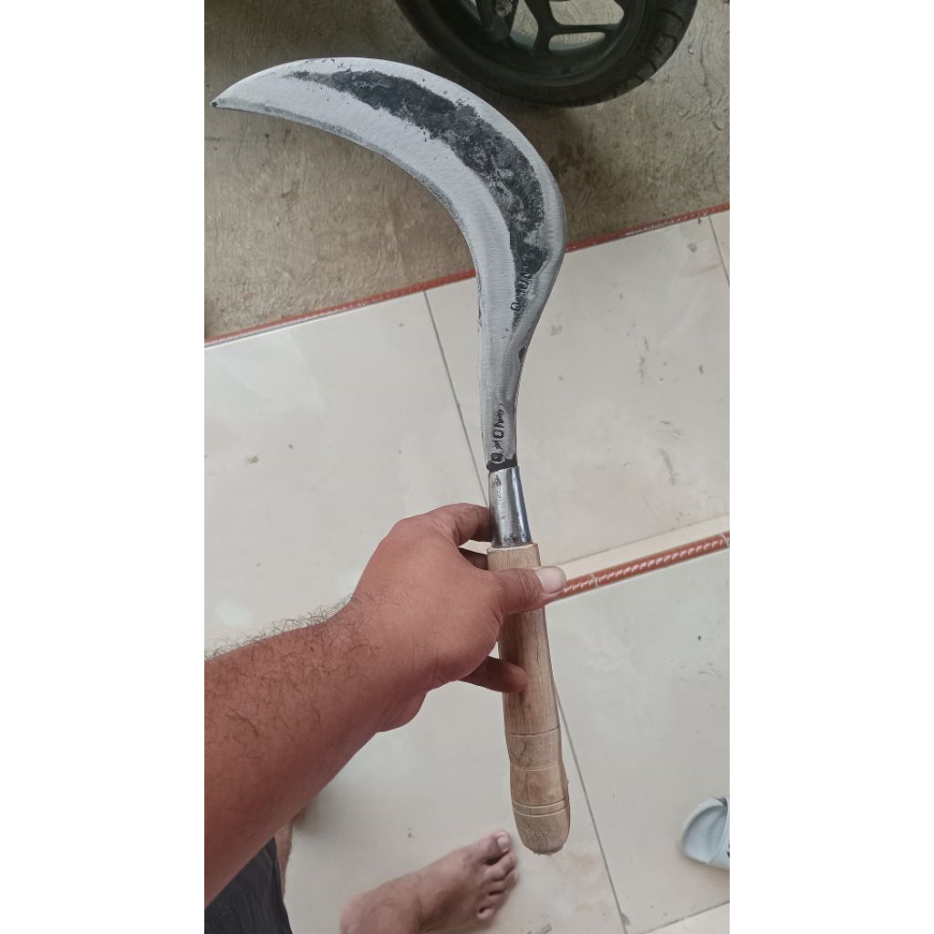 sabit rumput bergagang kayu ukuran sedang sepuhan bagus