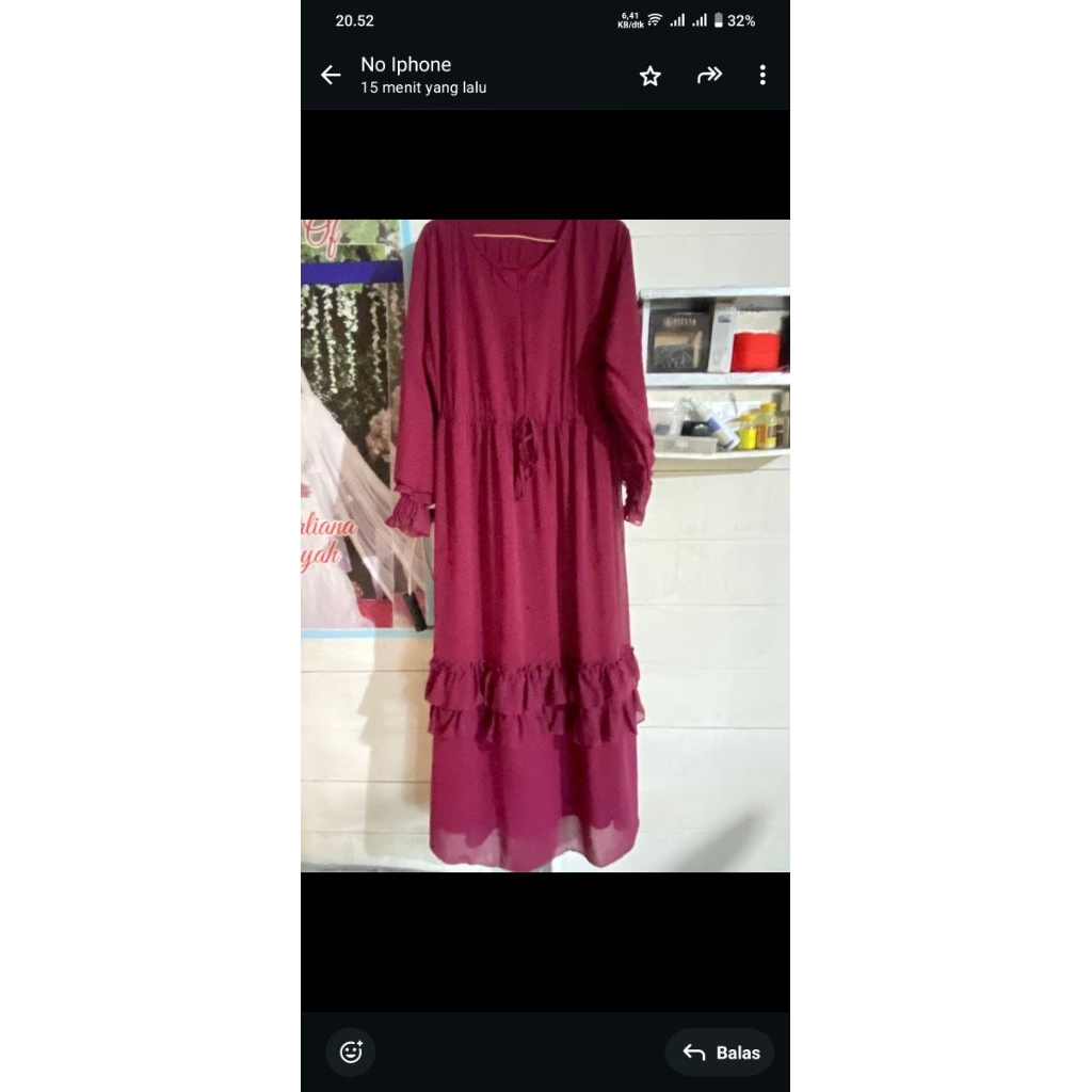 gamis maroon bahan ceruty