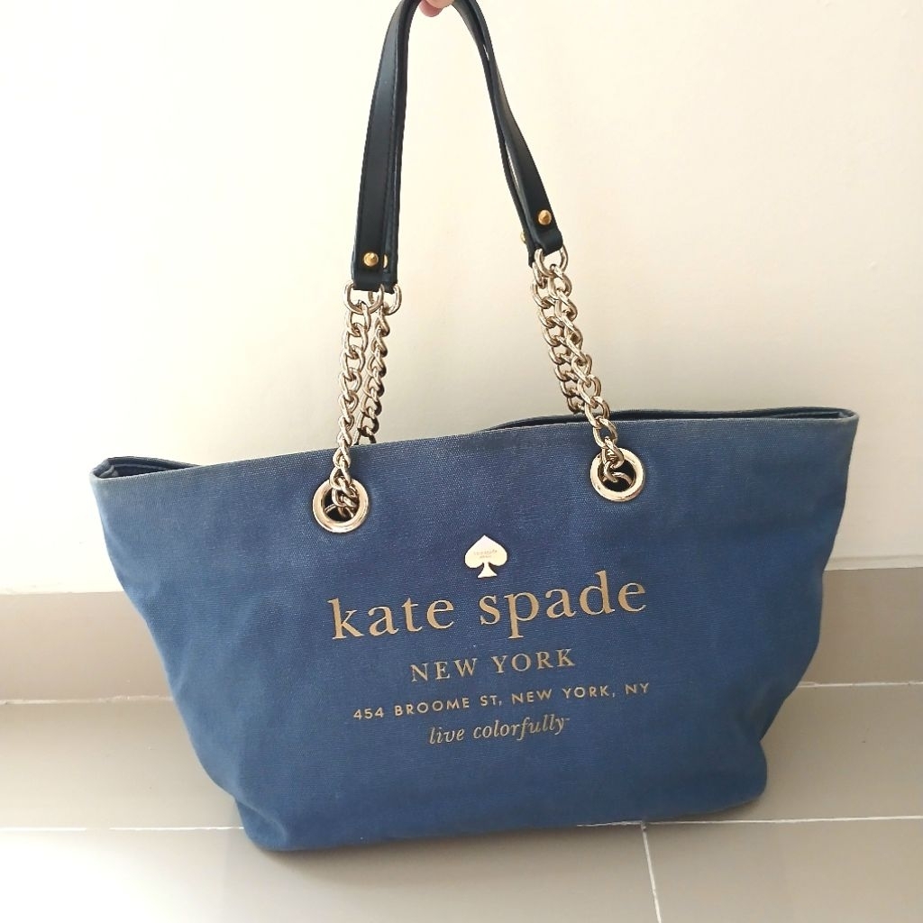 Tas fashion Tote bag Kate Spade East Broadway Logo Coal denim, preloved
