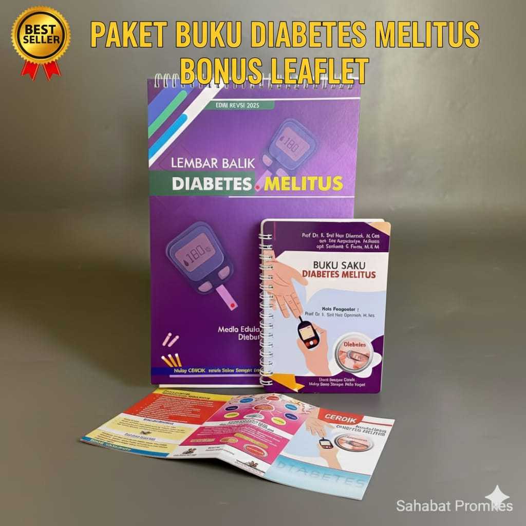 PAKET HEMAT  Paket Lembar Balik Diabetes Melitus - Buku Saku Diabetes - Gratis Leaflet - Media Eduka