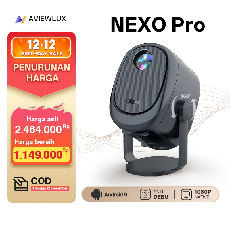 AVIEWLUX NEXO Pro Smart Proyektor Gimbal hp ke dinding layar Projector mini Portable Android TV Netf