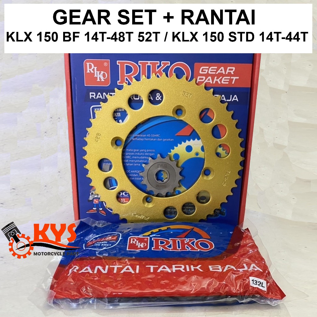 GEARSET GIRSET GEAR SET GIR SET RANTAI KLX 150 BF KLX150BF KLX 150 STD RIKO