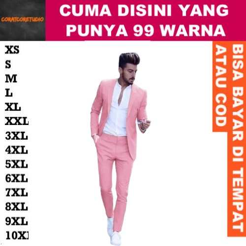 99 WARNA JAS Blazer Celana Merah Muda Pink Fanta Magenta Fuchsia Dusty Rose Gold PINK SIZE JUMBO / J