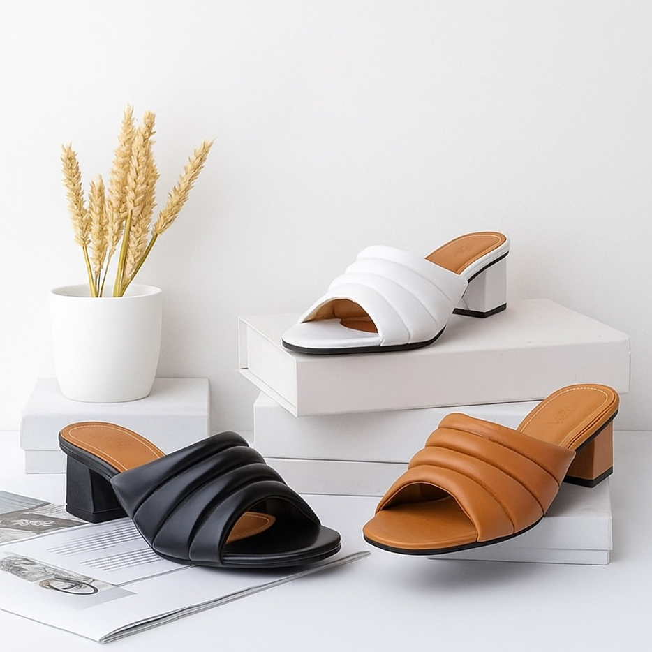 Nomor - 40 41 42 43 44 45 / Sandal Heels Clogs Hak 5cm Ukuran Jumbo Besar / Sendal Selop Pesta Konda