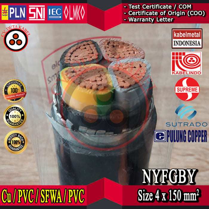 Kabel NYFGBY 4x150 mm2 MERK KABELMETAL (KMI)/SUPREME/KABELINDO/SUTRADO/PULUNG/4x150 mm2