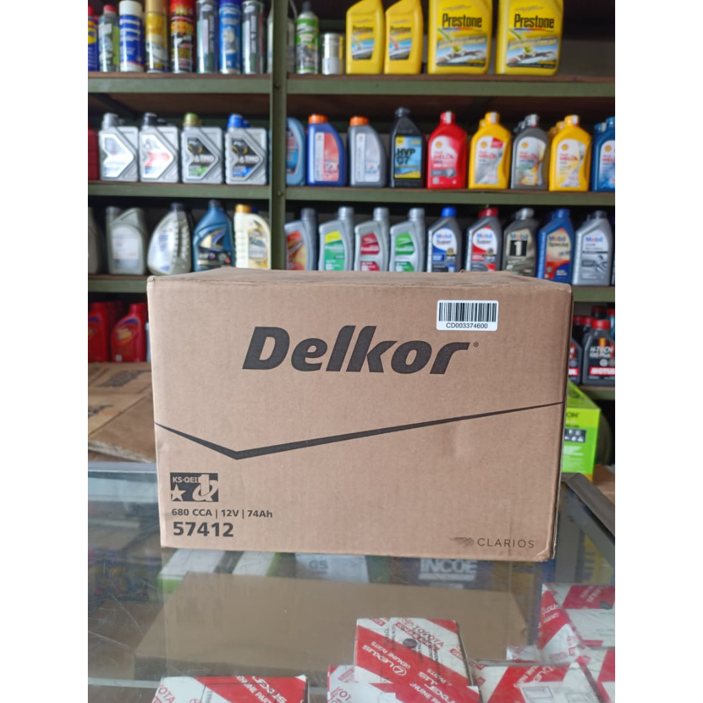 Aki Mobil Delkor 57412 74Ah / Accu Mobil / Battery Mobil Kering (Innova Reborn Diesel, Fortuner Dies