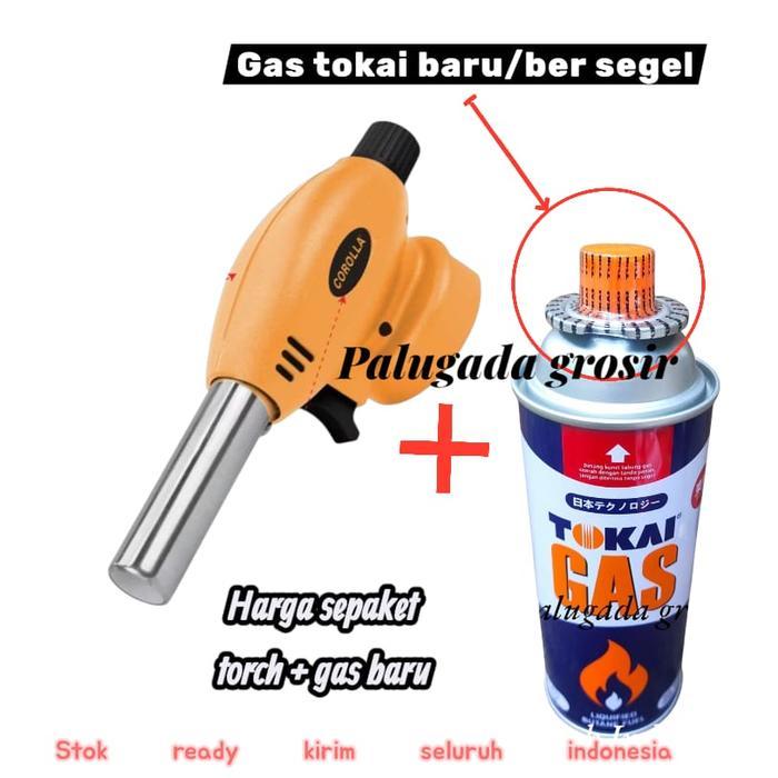 Grosir Gas Torch Flame Gun Blow Torch Portable Kepala Pematik Gas + gas portable 1 pcs Keren