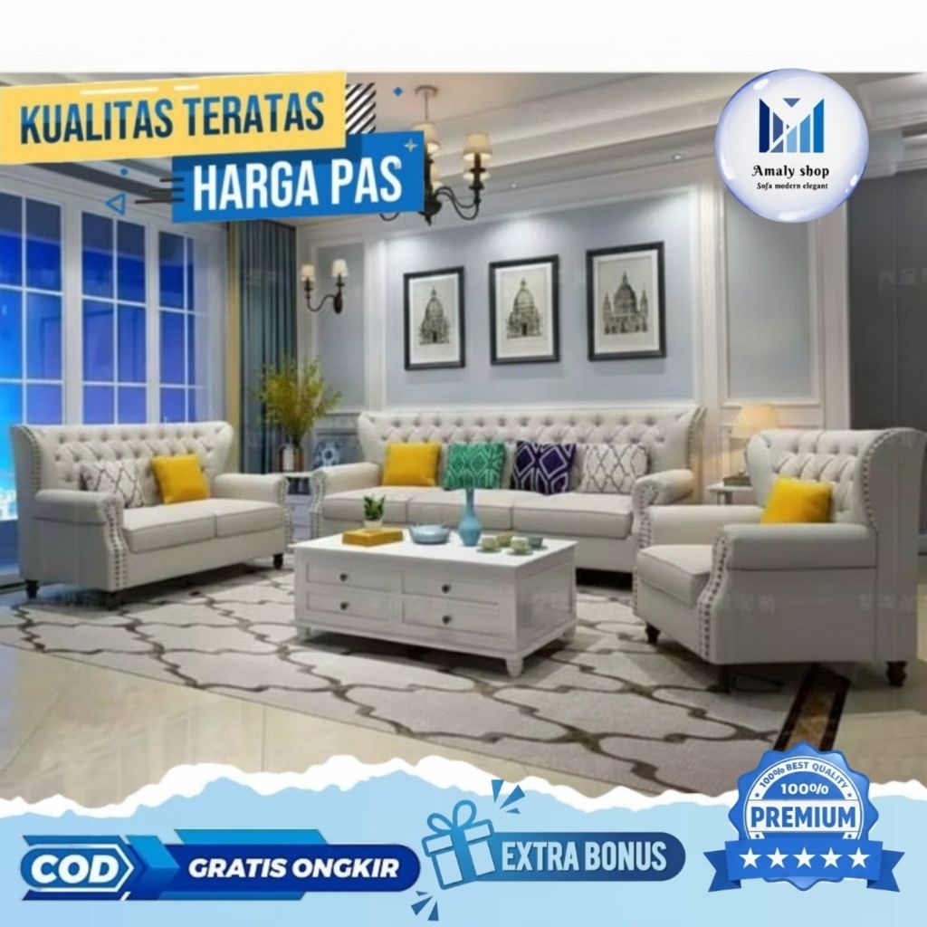 Sofa 321 Casterfield Model Terbaru Gaya Amerika Super Mewah Elegant Kursi Jati Terbaik