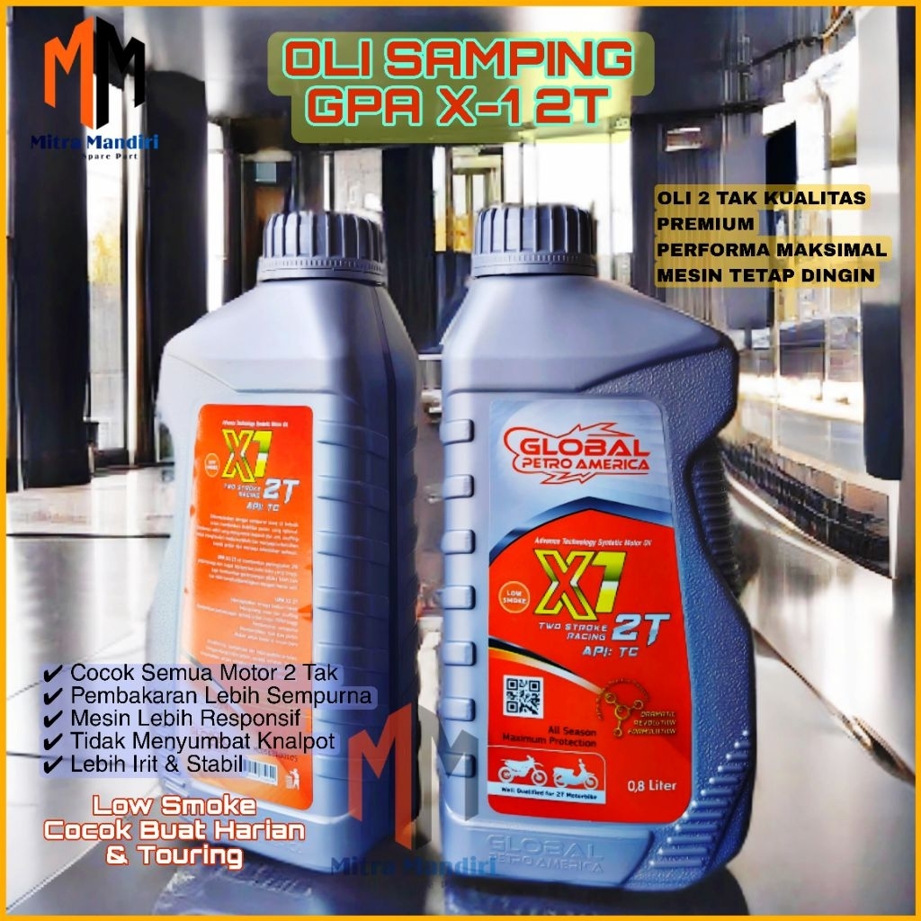 Oli Samping GPA X1 2T ORIGINAL || Global Petro America API TC Low Smoke Cocok Untuk Touring & Harian