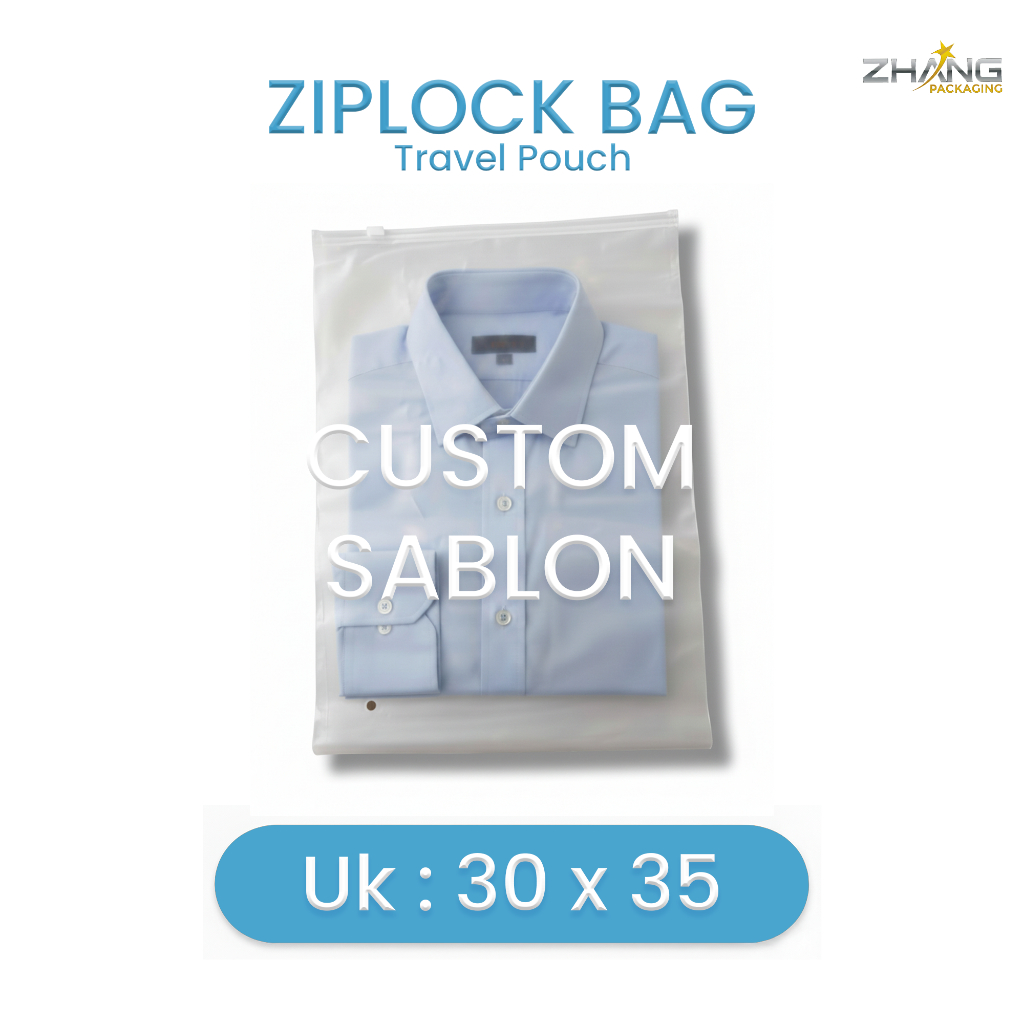 Ziplock Bag Custom Sablon / Zipper Lock / Zipper Bag / Plastik Ziplock Baju Travel 30x35