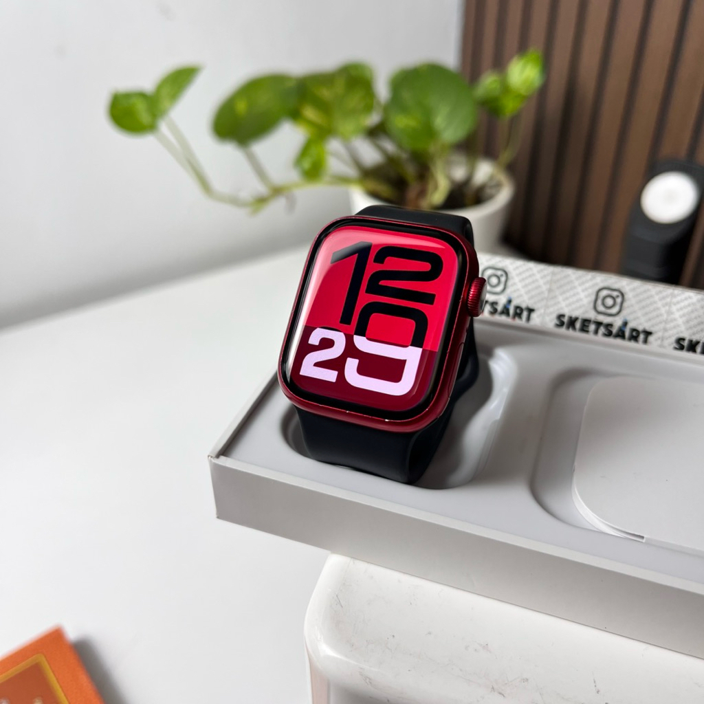 Apple Watch Series 8 41mm Red Edition iBox iwatch Battery Health 100% Strap Hitam Original
