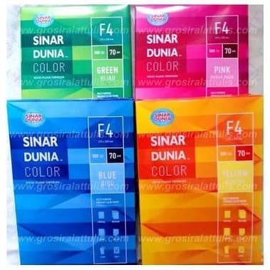 Kertas HVS Sidu Warna F4 Merah Kuning Hijau Biaru (PER RIM)