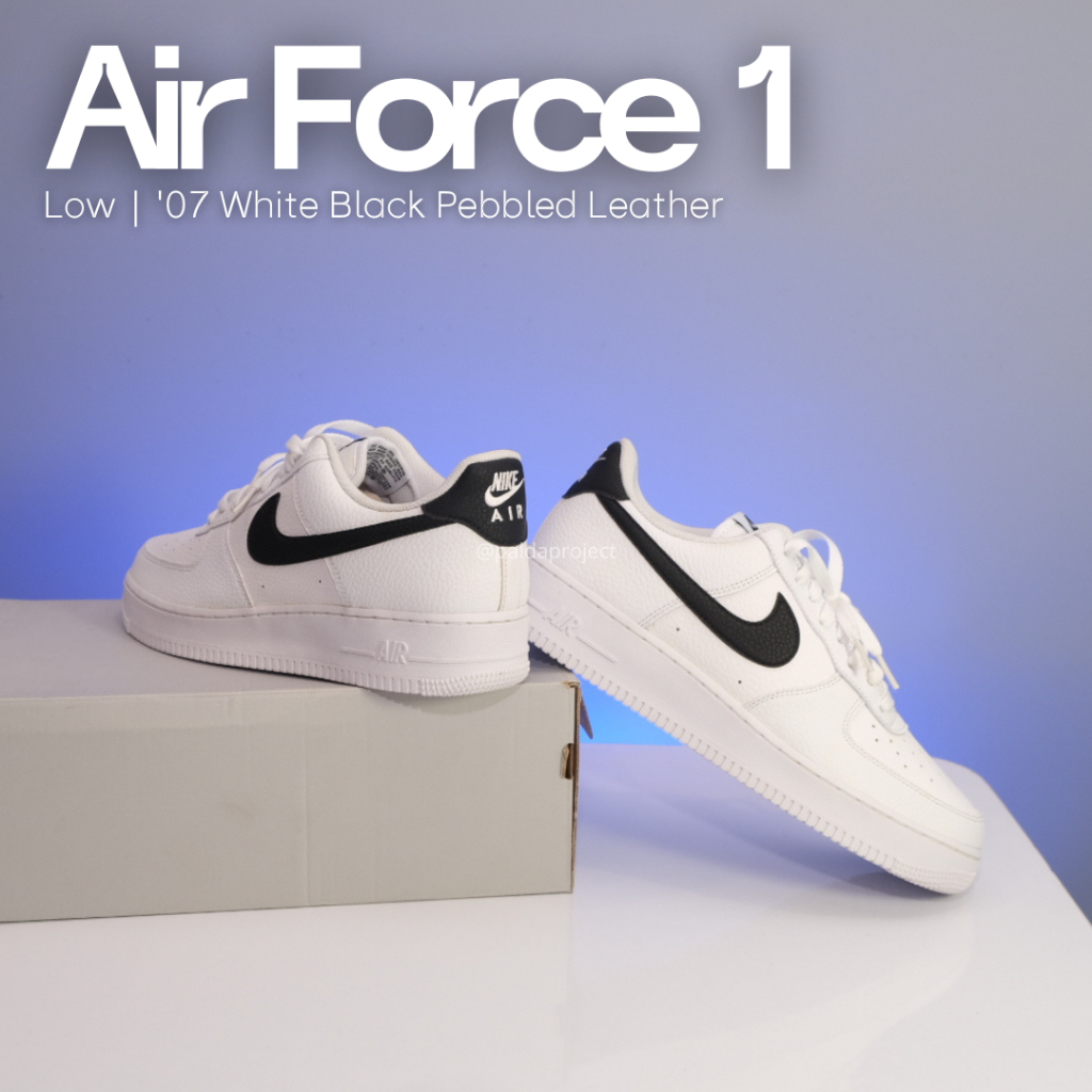 Sneakers Shoes Nike Air Force 1 Low '07 White Black Pebbled Leather (CT2302 100) - 100% Original