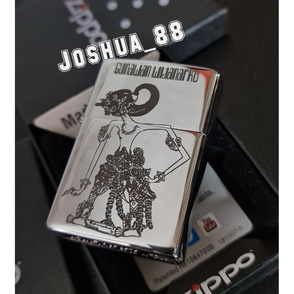 Zippo Custom Korek Api Ukir Wayang Ontoseno Silver Bisa Ukir Nama Sendiri