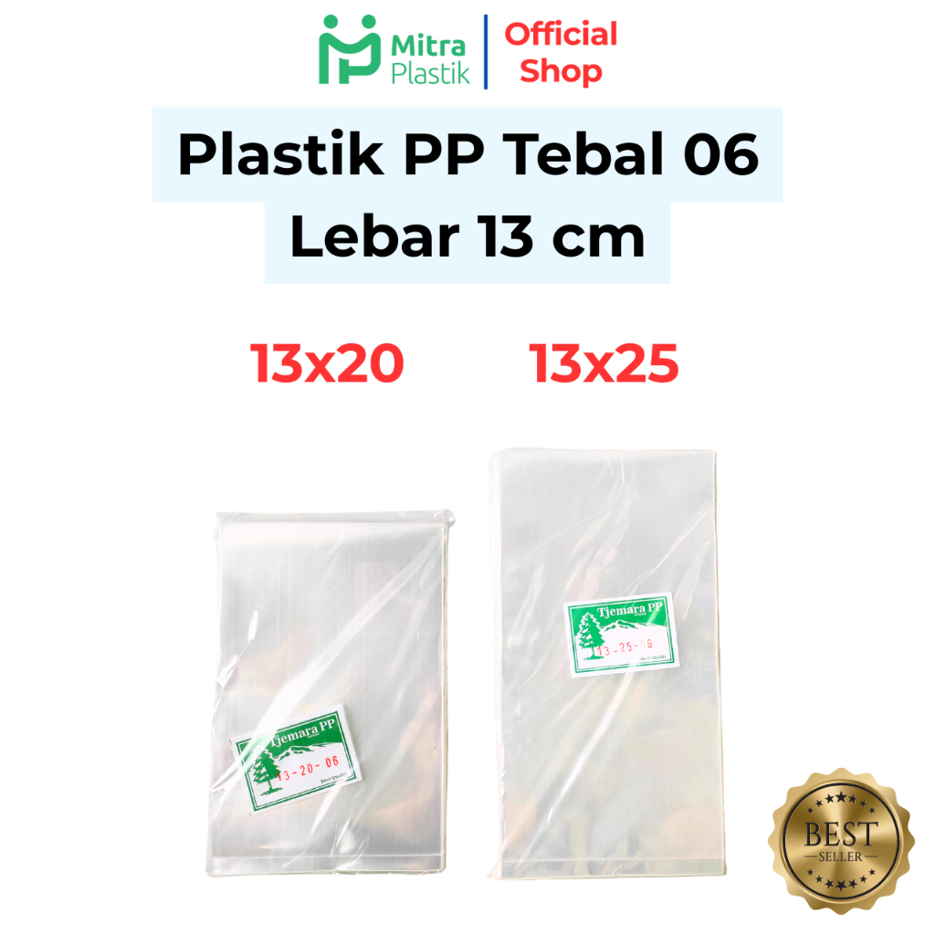 Plastik PP Lebar 13 Tebal 06 13x20 13x25 Kantong Bening Transparan