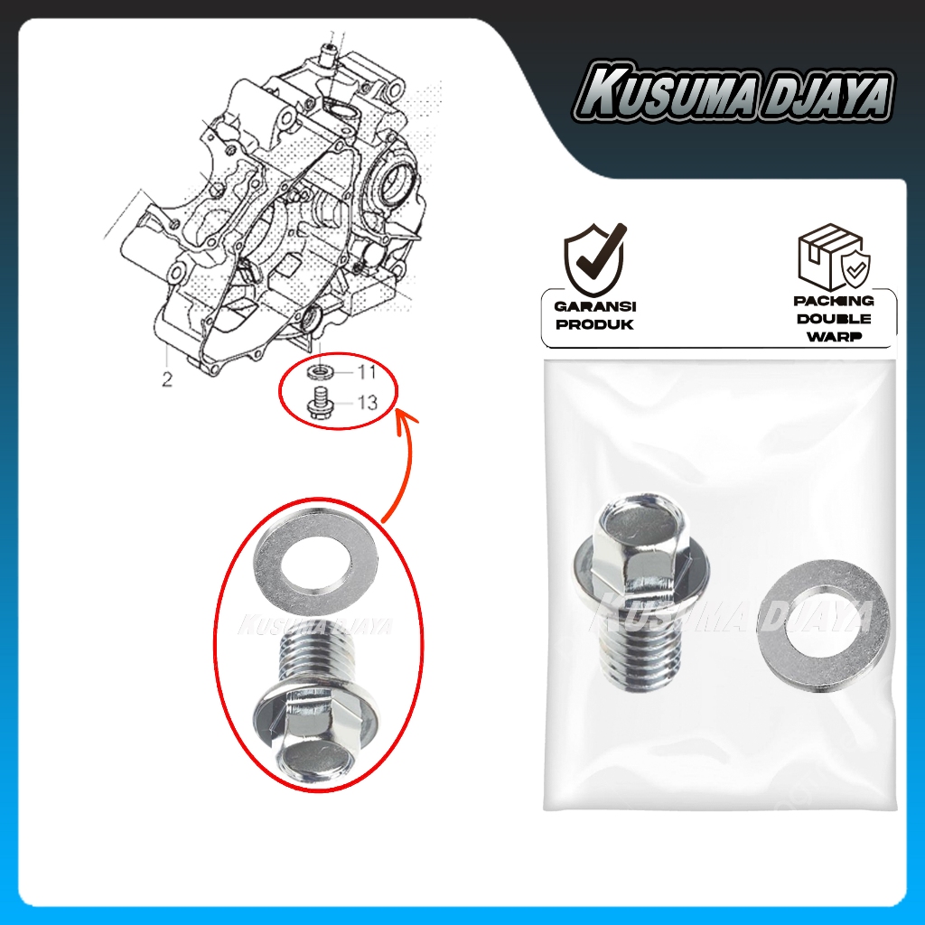 BAUT+RING TUTUP PEMBUANGAN OLI BAWAH CBR SUPRA GTR SONIC 150 SATUAN