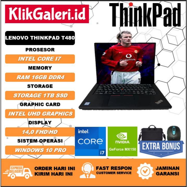 LENOVO THINKPAD T480 INTEL I7 8650U 16GB 1TB MX150-2GB 14.0 WIN10PRO
