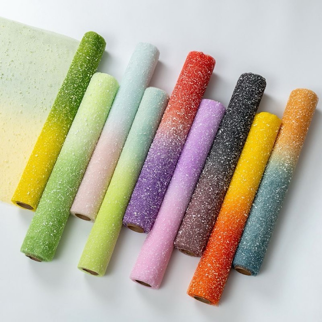 [1 ROLL 4 YARD] Pelangi Kain Tile Salju | Rainbow Snow Dot Mesh | Tile Jaring Polynet | Flower Wrapp