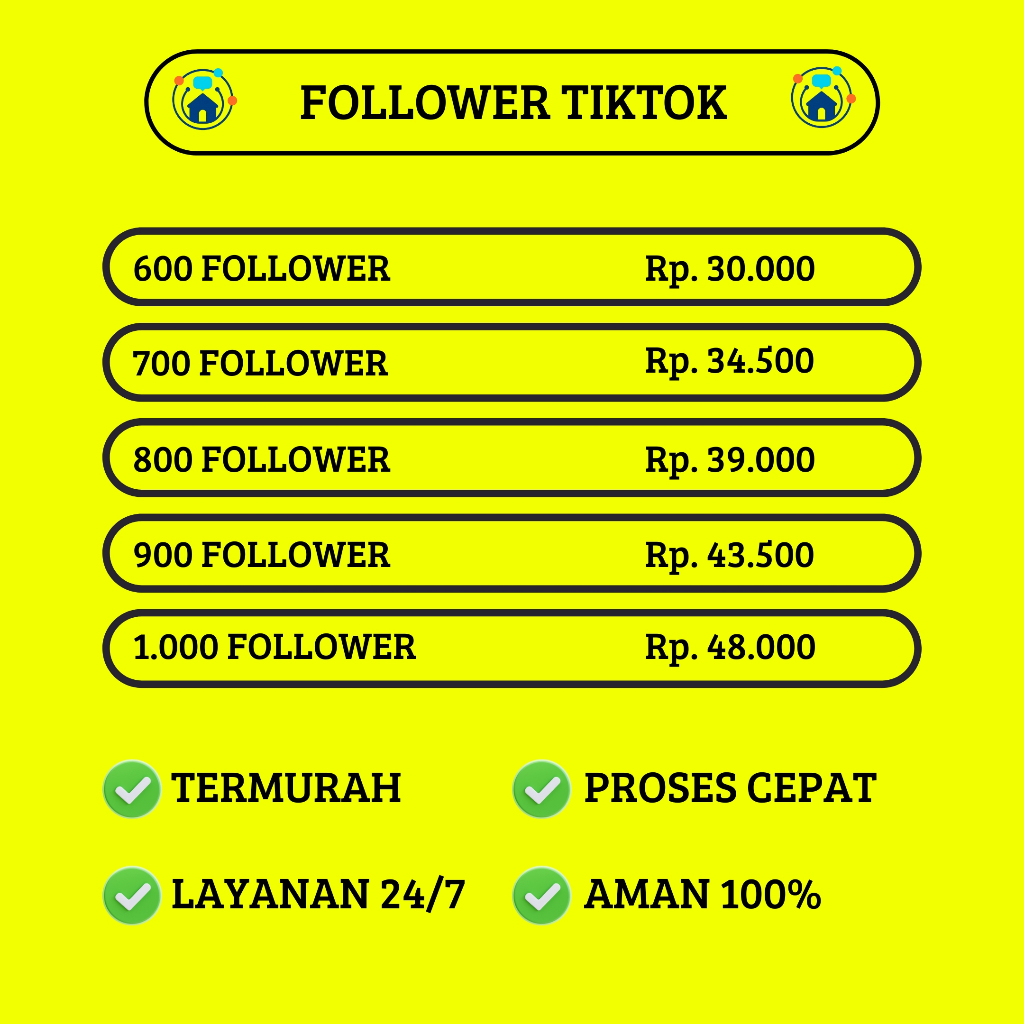 Follower Tiktok Global High Quality World Wide Termurah 600-1000