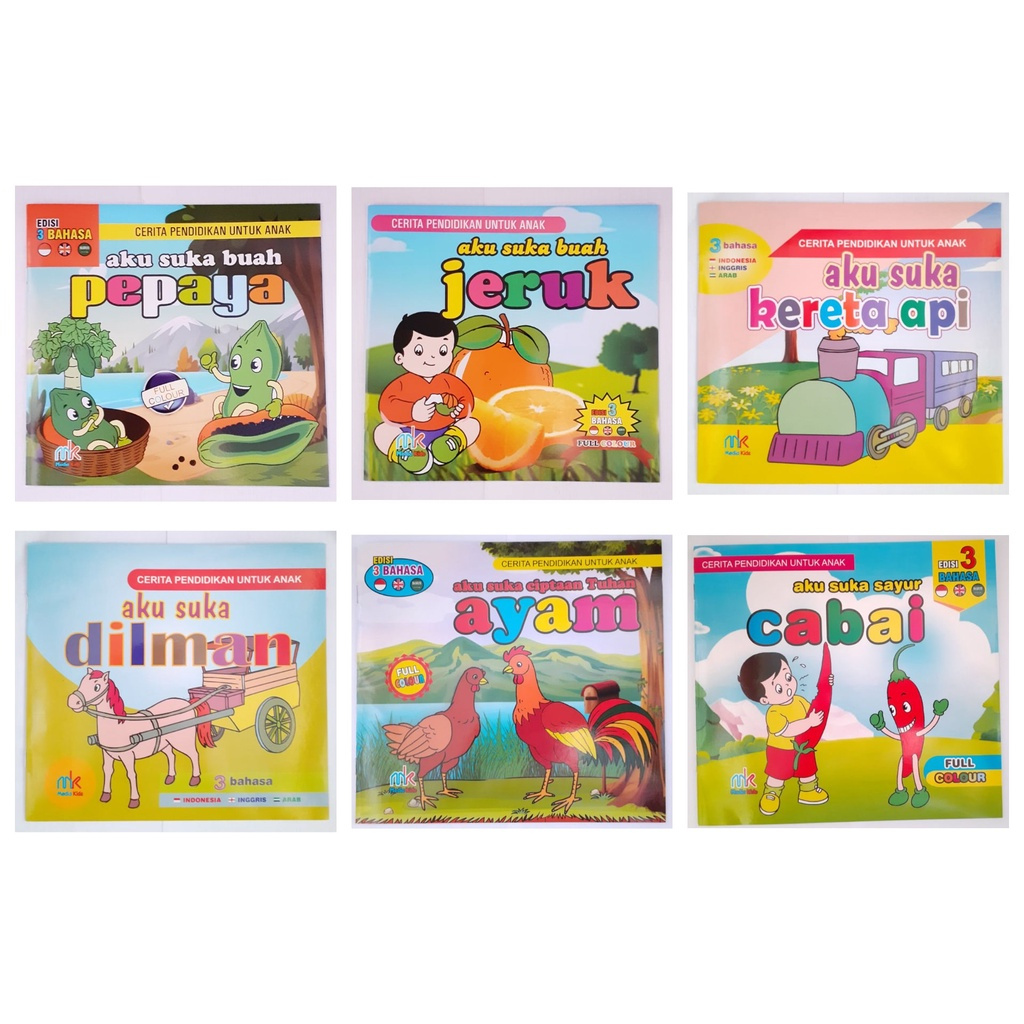Buku Cerita Anak Bergambar Full Color Seri 3 Bahasa Indonesia - Inggris - Arab Media Kids Bisa COD