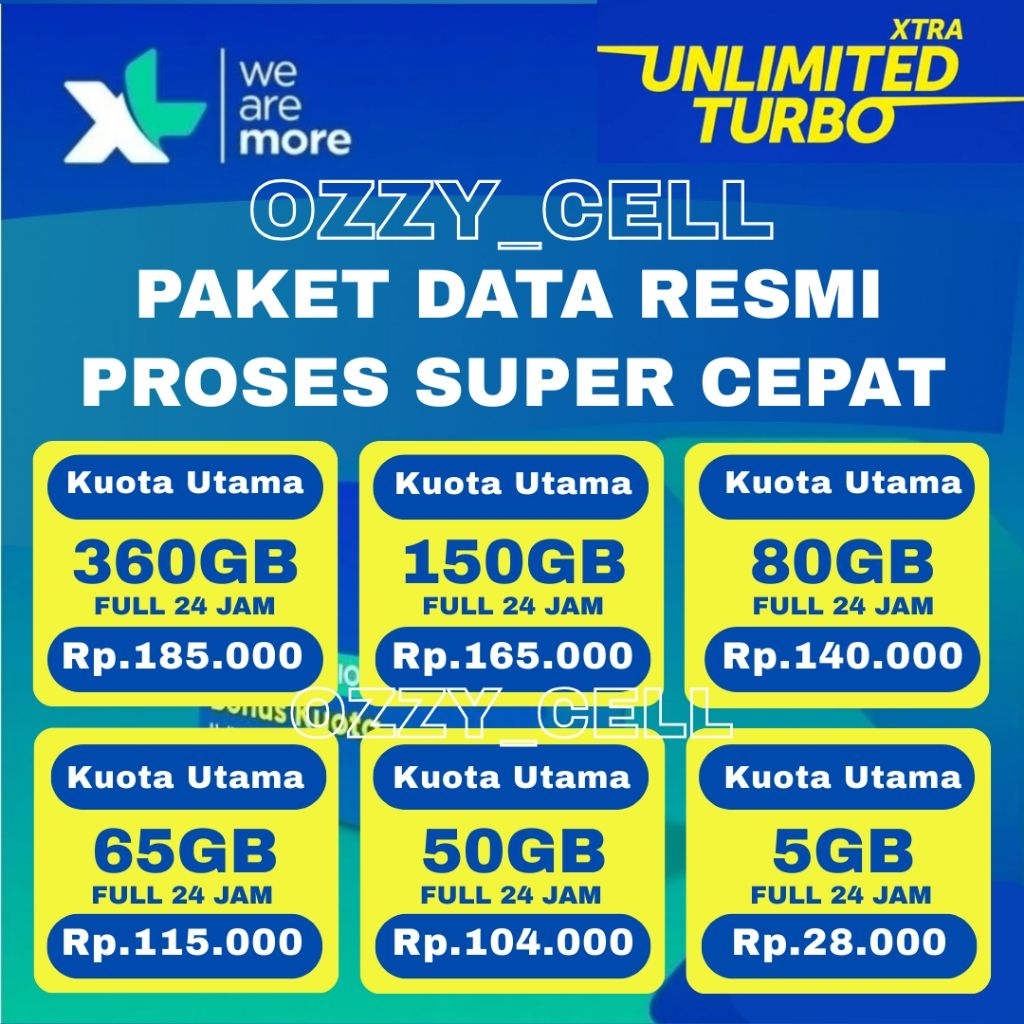 PROMO TERMURAH ISI ULANG KUOTA XL XTRA COMBO FLEX UNLIMITED TURBO VOUCHER PAKET DATA XL OZZY CELL