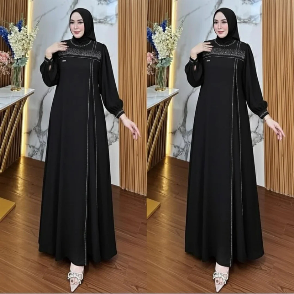 PROMO TERBARU GAMIS WANITA ABAYA TURKEY TERBARU 2026 EMERALD BLUE AYLIN DRESS APLIKASI PAYET