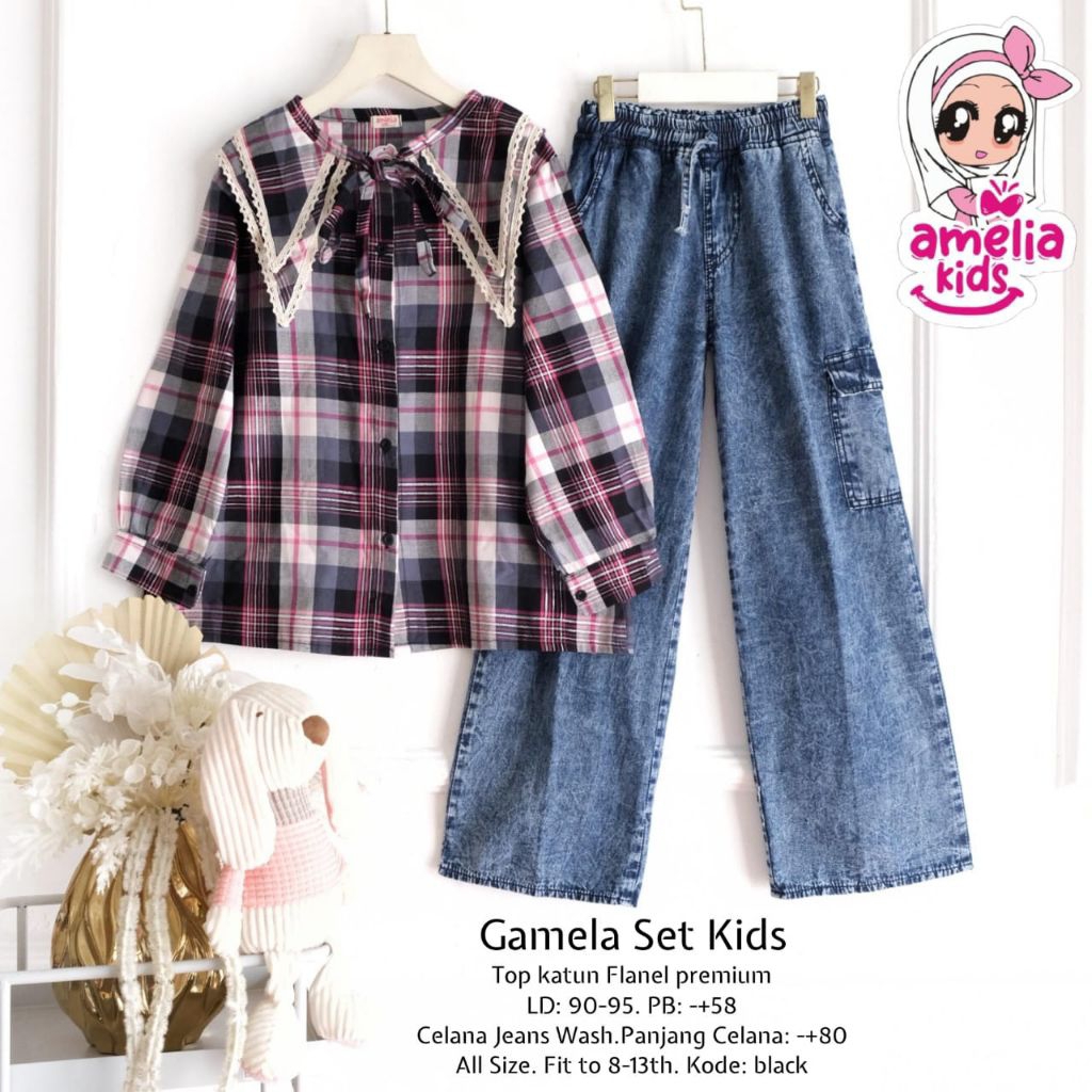 [ ata.id kids ] Gamela setelan celana jeans anak perempuan by Amelia kids