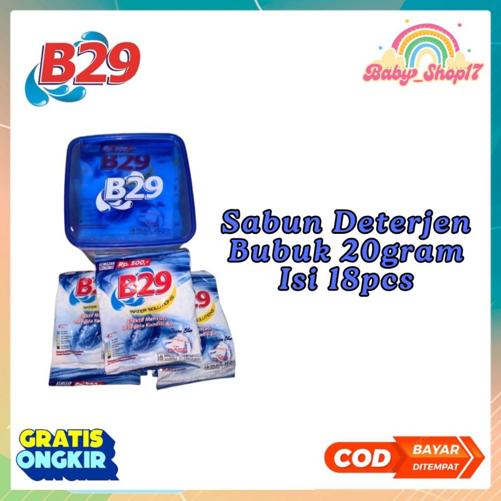 [Free box Murah] B29 Sabun Deterjen Bubuk 20gram Isi 18pcs Sabun Cuci Pakaian Murah