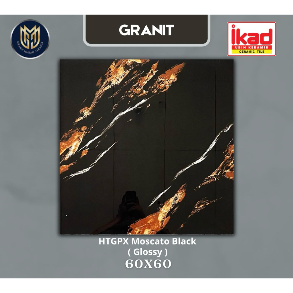 Granit 60x60 hitam motif HTGPX moscato black ikad - Glossy