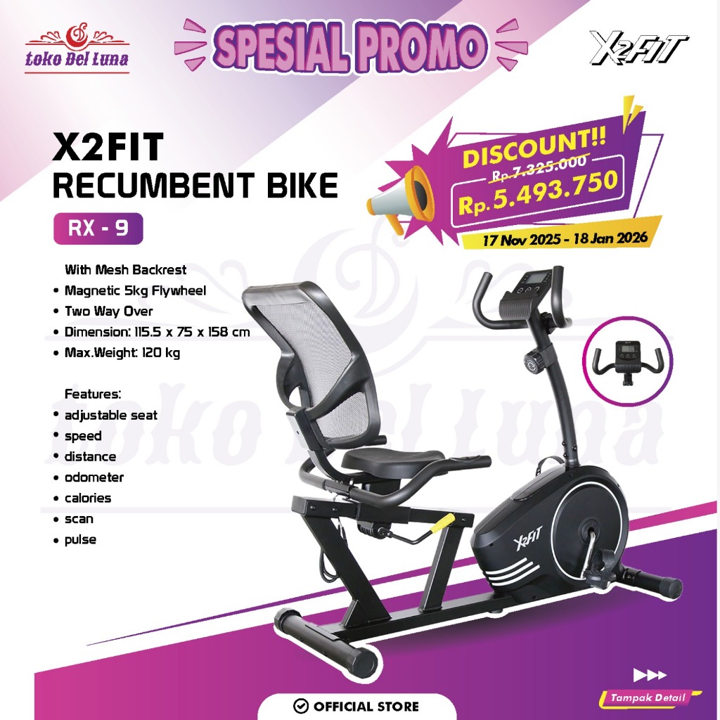 Sepeda statis X2FIT RECUMBENT BIKE RX-9 Original & Garansi Resmi