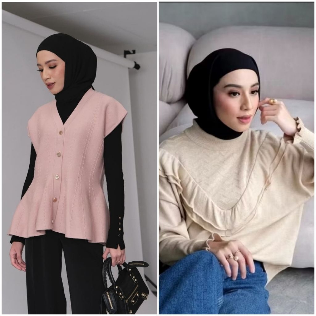 Ruffle Sweater Gonegani (Cream) cheer vest gonegani (Tea Rose) boxy sweater kenzo vest diora cheer c