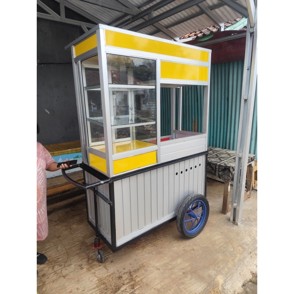 Gerobak Mie Ayam Bakso Alumunium Panjang 125 cm Tinggi 180 cm Lebar 55 cm
