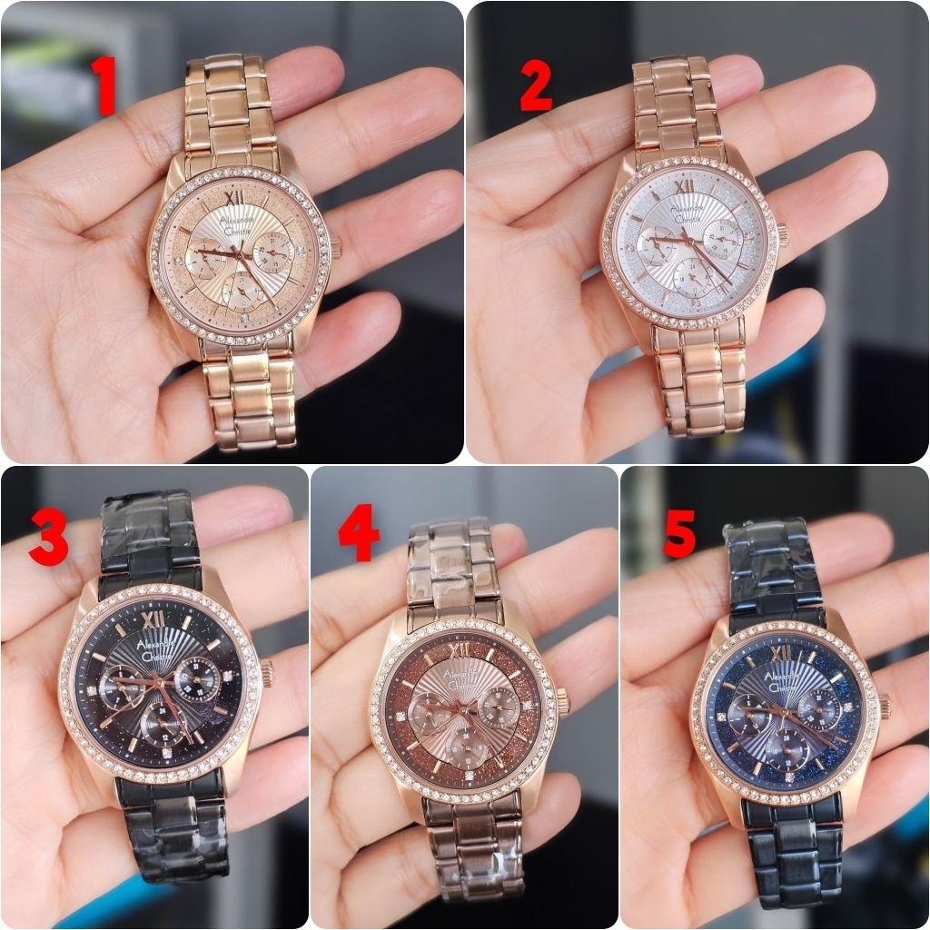 ORIGINAL JAM TANGAN WANITA  GARANSI RESMI 1 TAHUN ALEXANDRE CHRISTIE RANTAI CEWEK ARLOJI WATCH ALEXA