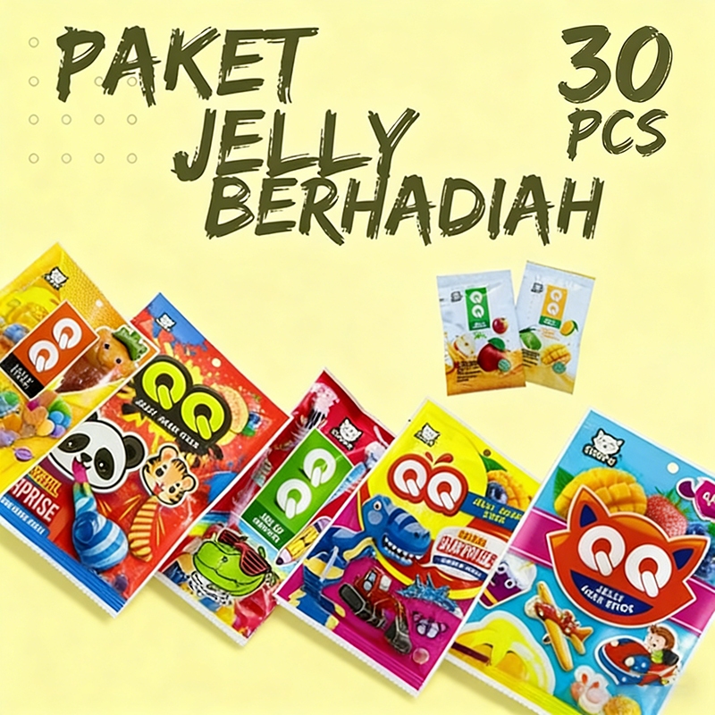 QQ Jelly Stick Yogurt Mangga Stroberi Isi 30 Pcs (Free Mainan) - Jajanan Viral