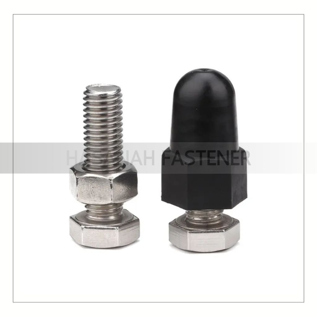 Tutup Baut Kunci 24 Plastik PE Kerucut Hitam