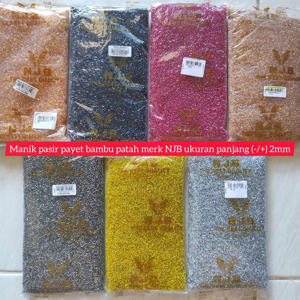 [10 gram] manik pasir payet bambu patah 2mm / Manik mote bambu Jepang / manik mote payet bambu patah