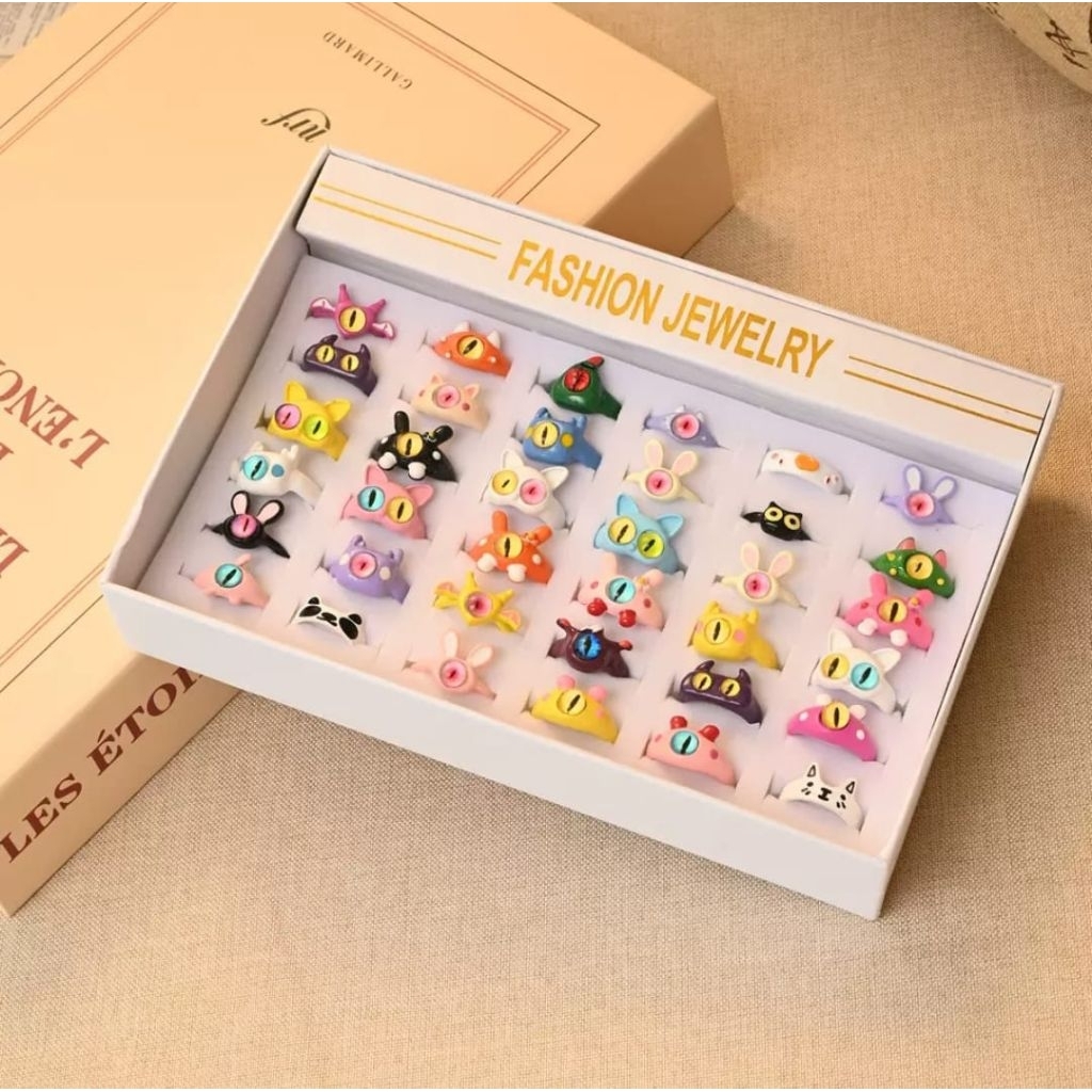 [25pcs] Cincin Karakter Anak / Cincin Box Mainan Bentuk Kartun Lucu