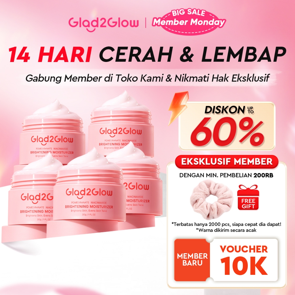[12.12 Belanja 200rb, Disc. 20%]Glad2Glow Pomegranate Niacinamide Brightening Moisturizer Mencerahka