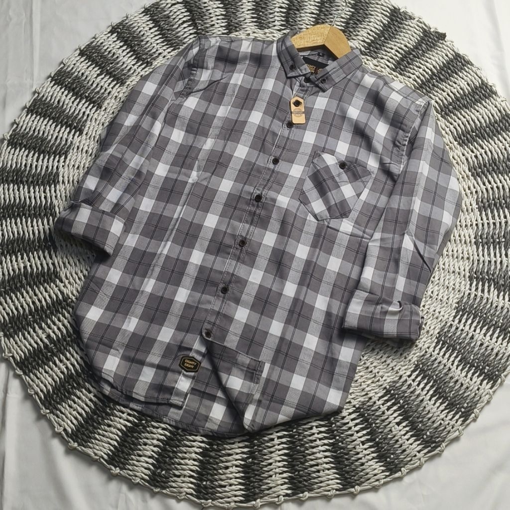 Kemeja Flanel Premium Semi Woll Brill Lengan Panjang Eighty Eight Motif Kotak Kotak Kasual
