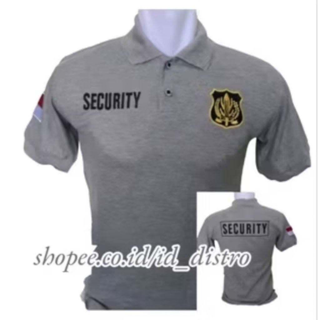 Kaos Security Abu - Kaos Kerah Security Abu Full Bordir lengan  pendek