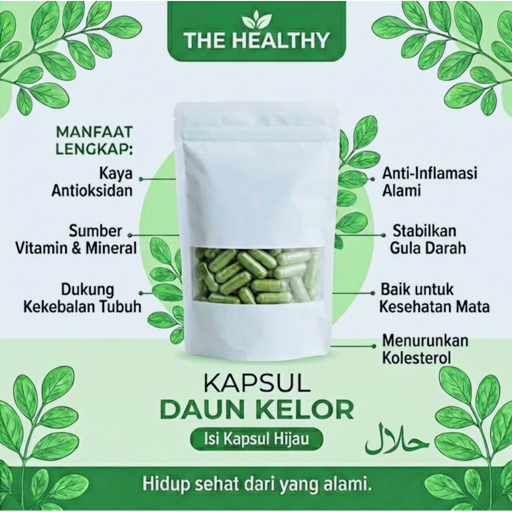 Kapsul Daun Kelor / moringa oleifera 100% tanpa campuran obat seribu manfaat