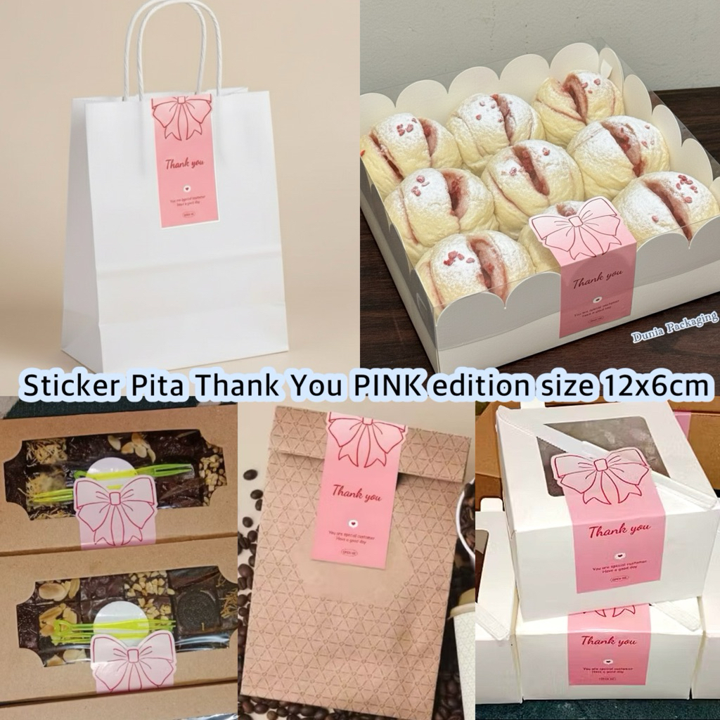 Sticker Packaging Kotak Kue Thank You Stiker Segel Kotak Kue