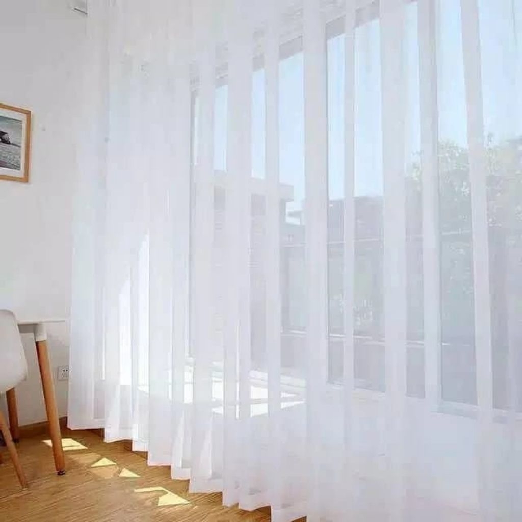 Gorden Vitrase Blackout Putih Polos Tirai Jendela Daleman Gorden Model Plisket