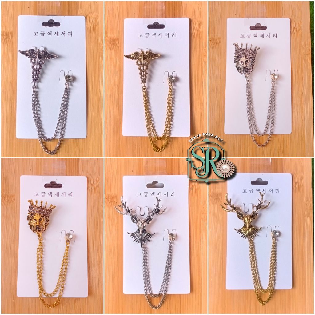 Bros Rantai Jas Pria Korean Style Pria | Bros Rantai Jas | Bros Rantai Mewah Dan Elegan